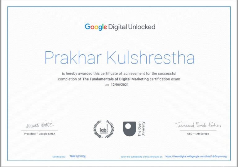 Google Certificate For Becoming A Recognized Digital Marketer