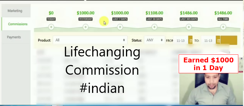 My Life's First $1000 Affiliate Commission Earning Proof